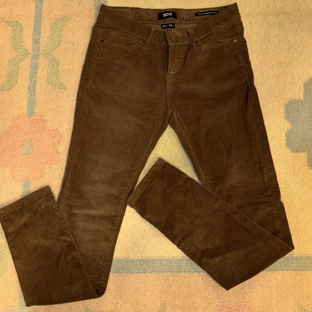 BDG Mid Rise Tan Corduroy Skinny Jeans